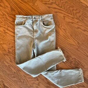 WE THE FREE Beige Raw Edge Ankle Stretchy Skinny Jeans Sz 30